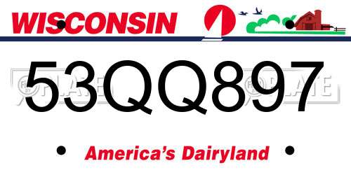 53QQ897 Wisconsin License Plate