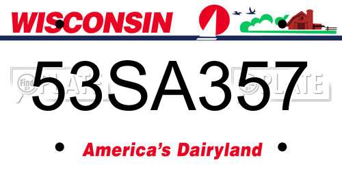 53SA357 Wisconsin License Plate