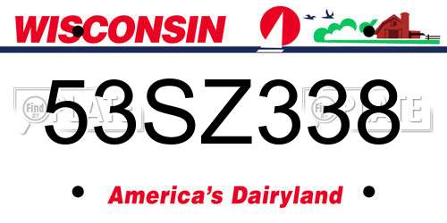 53SZ338 Wisconsin License Plate