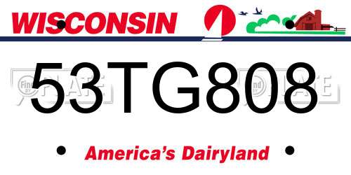 53TG808 Wisconsin License Plate
