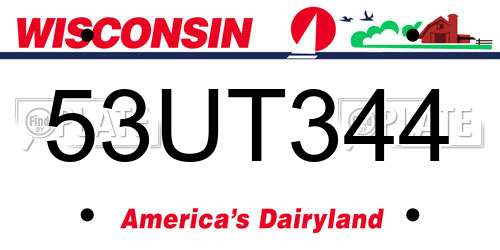 53UT344 Wisconsin License Plate