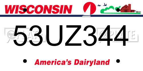 53UZ344 Wisconsin License Plate