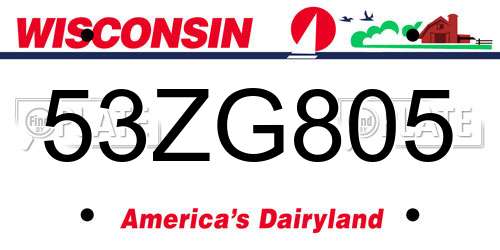 53ZG805 Wisconsin License Plate