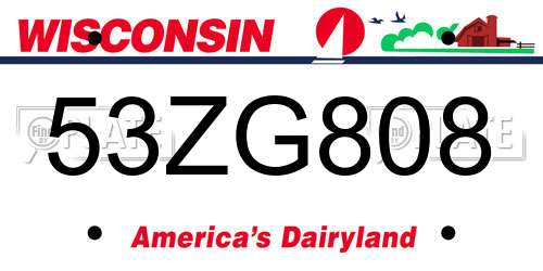 53ZG808 Wisconsin License Plate