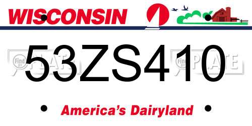 53ZS410 Wisconsin License Plate