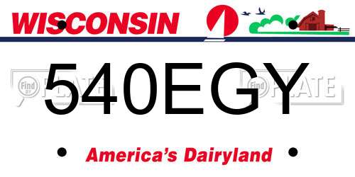 540EGY Wisconsin License Plate