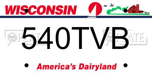 540TVB Wisconsin License Plate