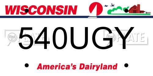540UGY Wisconsin License Plate