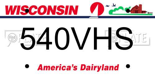 540VHS Wisconsin License Plate