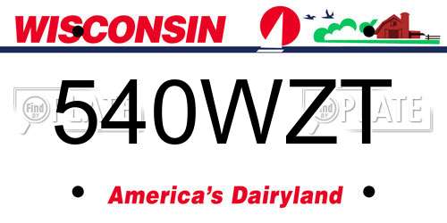 540WZT Wisconsin License Plate