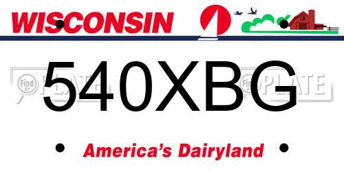 540XBG Wisconsin License Plate