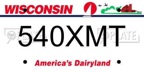 540XMT Wisconsin License Plate