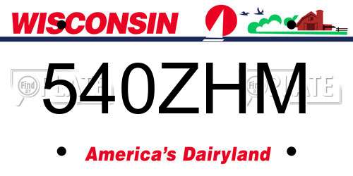 540ZHM Wisconsin License Plate