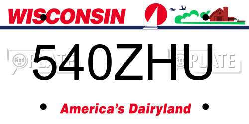 540ZHU Wisconsin License Plate