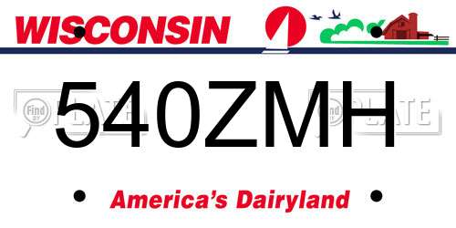 540ZMH Wisconsin License Plate