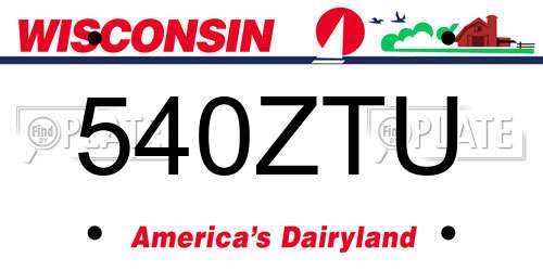 540ZTU Wisconsin License Plate
