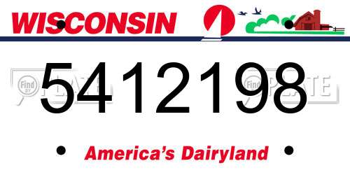 5412198 Wisconsin License Plate