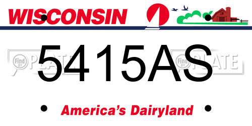 5415AS Wisconsin License Plate
