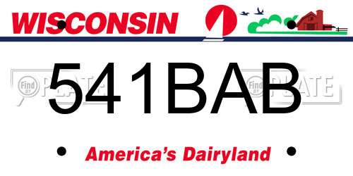 541BAB Wisconsin License Plate