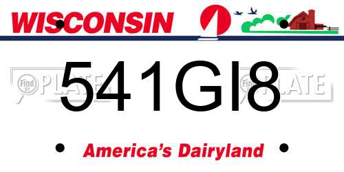 541GI8 Wisconsin License Plate