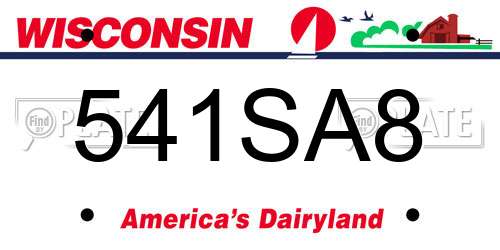541SA8 Wisconsin License Plate