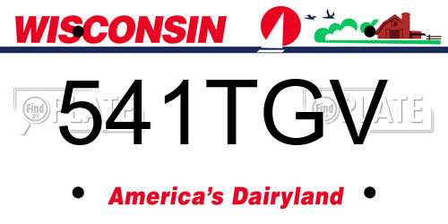541TGV Wisconsin License Plate