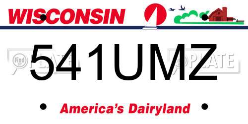 541UMZ Wisconsin License Plate