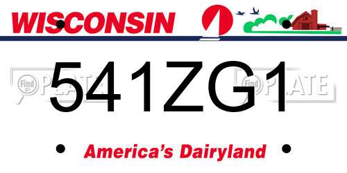 541ZG1 Wisconsin License Plate