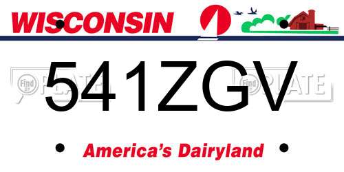 541ZGV Wisconsin License Plate
