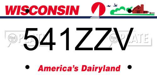 541ZZV Wisconsin License Plate