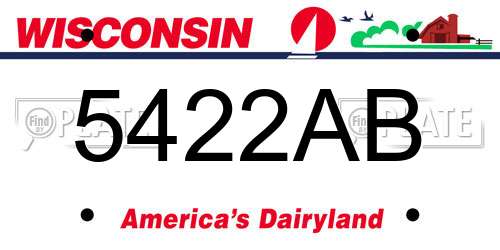 5422AB Wisconsin License Plate