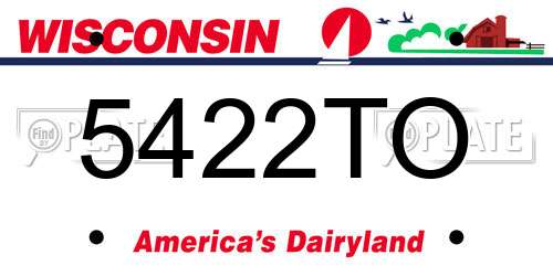 5422TO Wisconsin License Plate