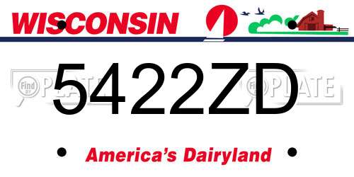 5422ZD Wisconsin License Plate
