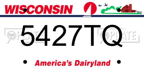 5427TQ Wisconsin License Plate