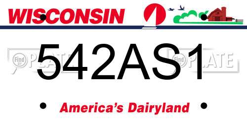 542AS1 Wisconsin License Plate