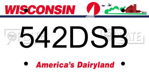 542DSB Wisconsin License Plate