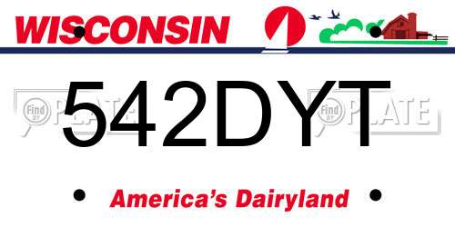 542DYT Wisconsin License Plate