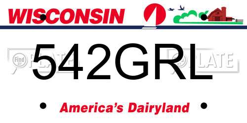 542GRL Wisconsin License Plate