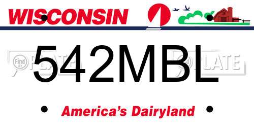 542MBL Wisconsin License Plate