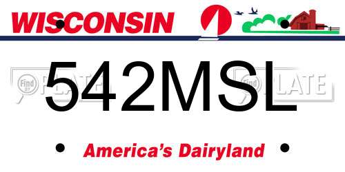 542MSL Wisconsin License Plate