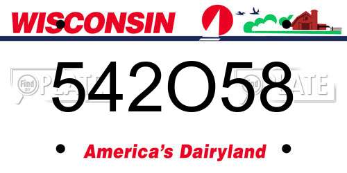 542O58 Wisconsin License Plate