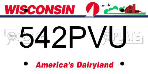 542PVU Wisconsin License Plate