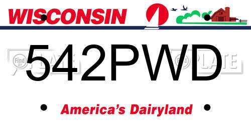 542PWD Wisconsin License Plate