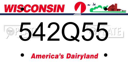 542Q55 Wisconsin License Plate