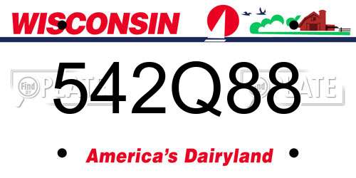 542Q88 Wisconsin License Plate