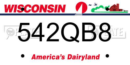 542QB8 Wisconsin License Plate