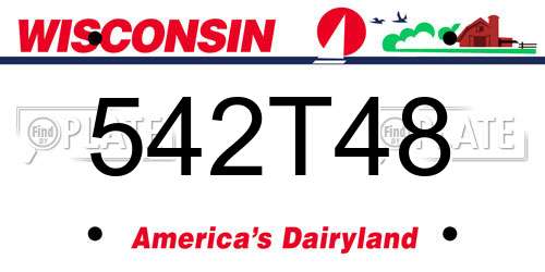 542T48 Wisconsin License Plate