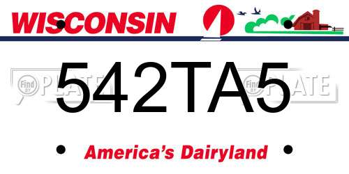 542TA5 Wisconsin License Plate