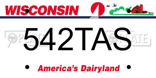 542TAS Wisconsin License Plate