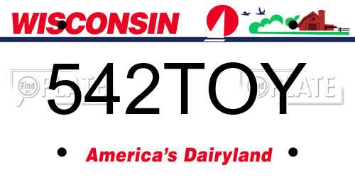 542TOY Wisconsin License Plate